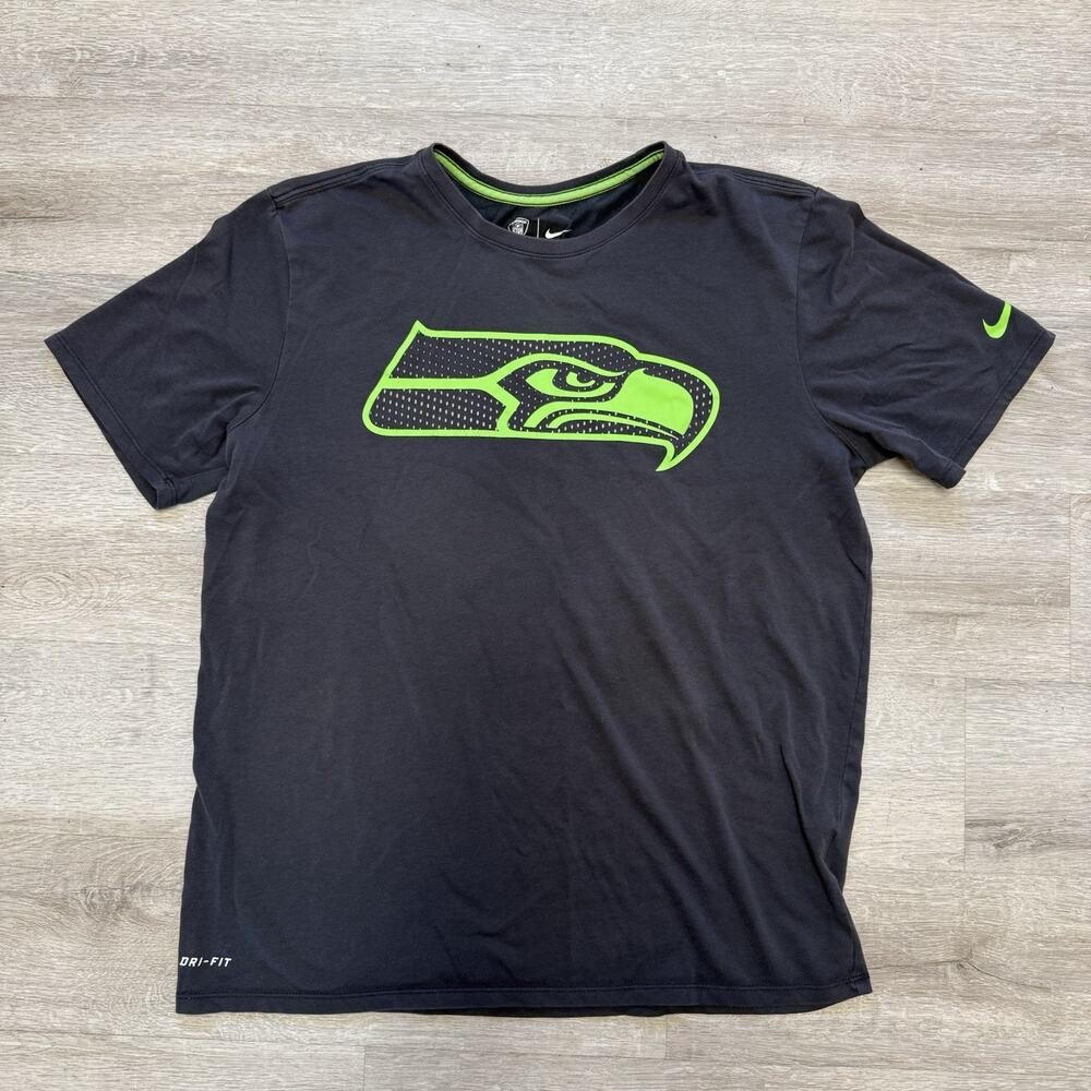 Nike Seattle Seahawks Shirt Mens Large Grey Blue Dri Fit NFL On Field Apparel